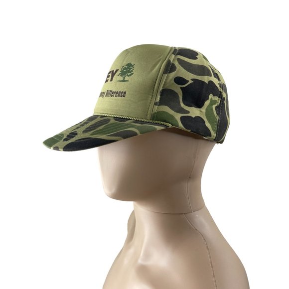 Vintage Nissin Green/Camo Davey's Landscaping Snapback Logo Baseball Cap - Picture 3 of 6